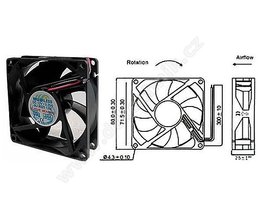 VT 405  Ventiltor 80x80x25mm 12V/0,25A